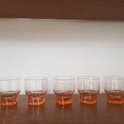 Set of 5 small pink glasses