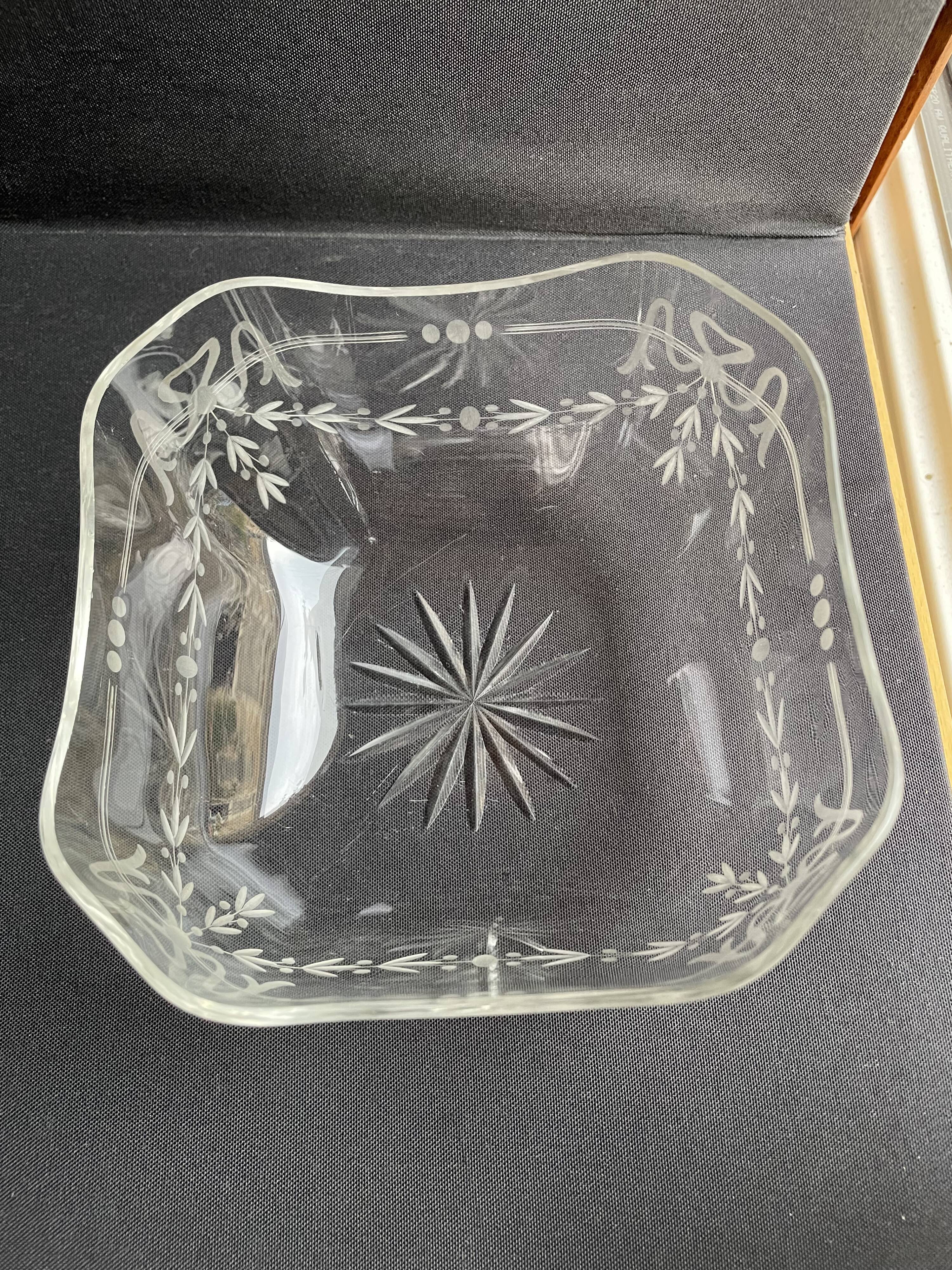 2 Louis XVI style cut crystal salad bowls