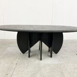 Vintage black stone coffee table, 1980s