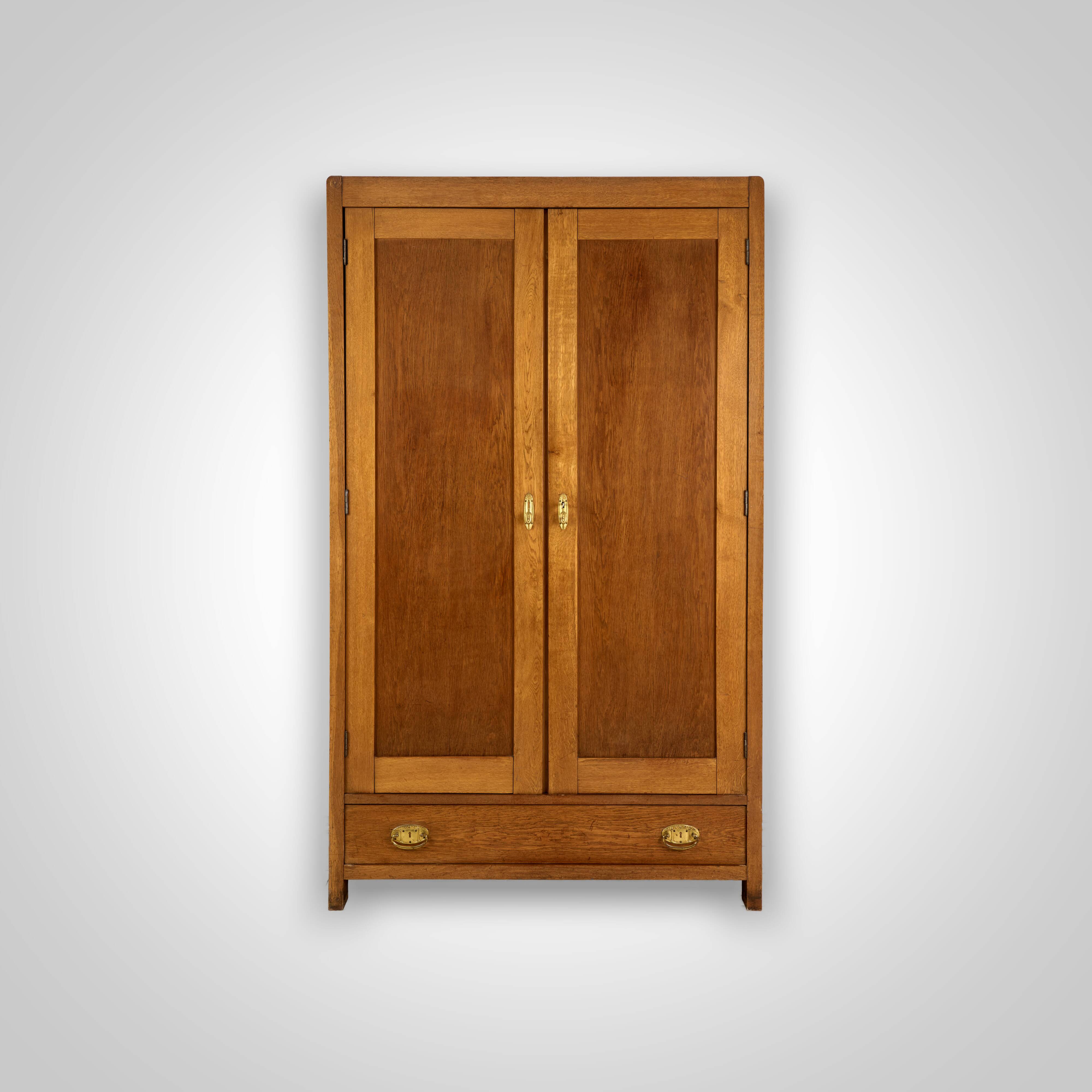 Vintage Wooden Wardrobe, 1930s, Czechoslovakia