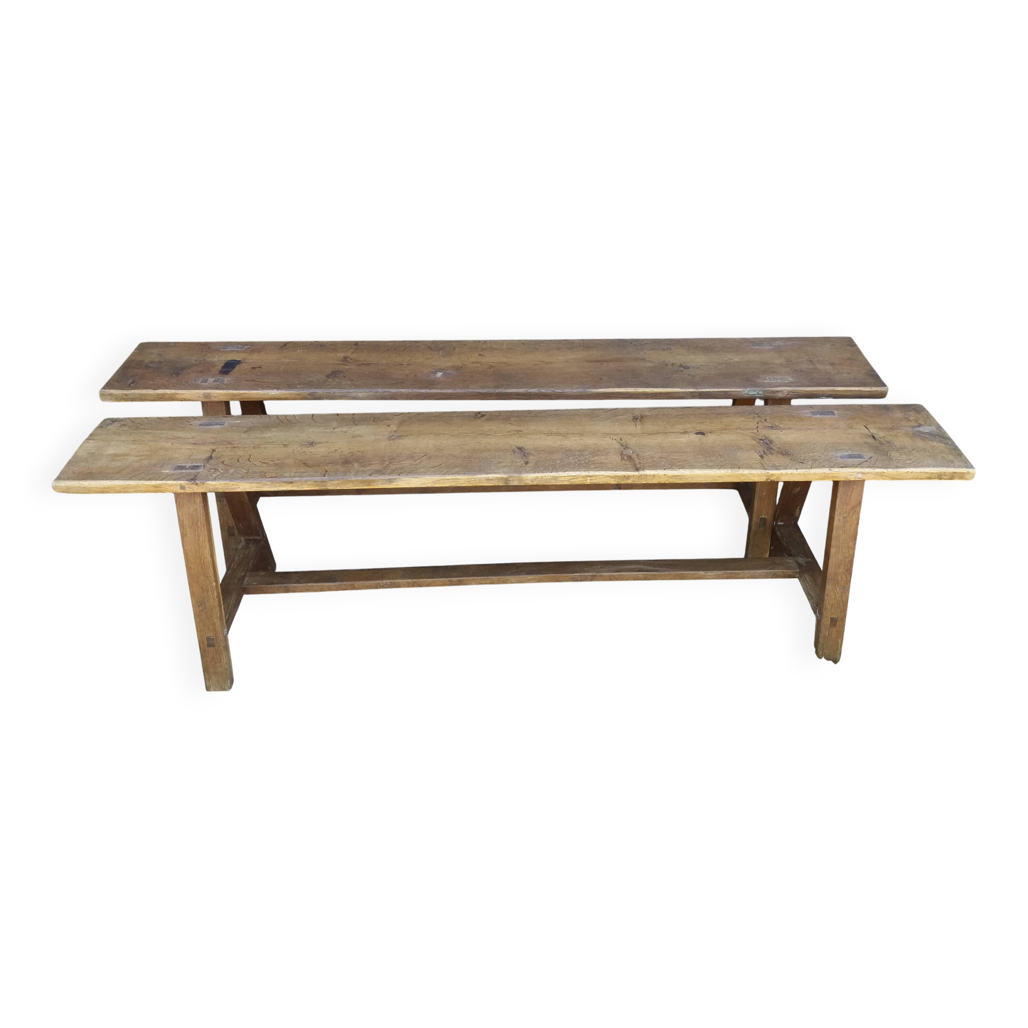 Paire de bancs de ferme