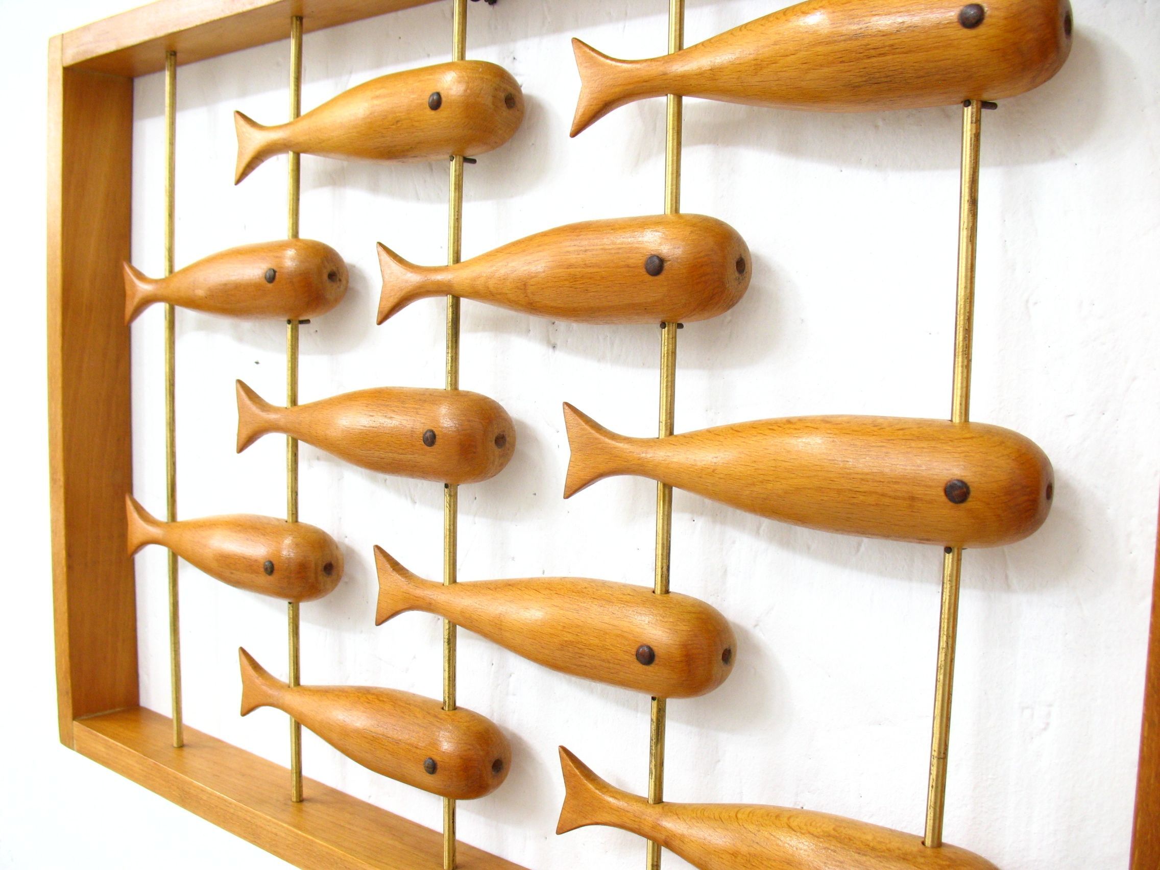 Wall decoration in teak 70's Denmark