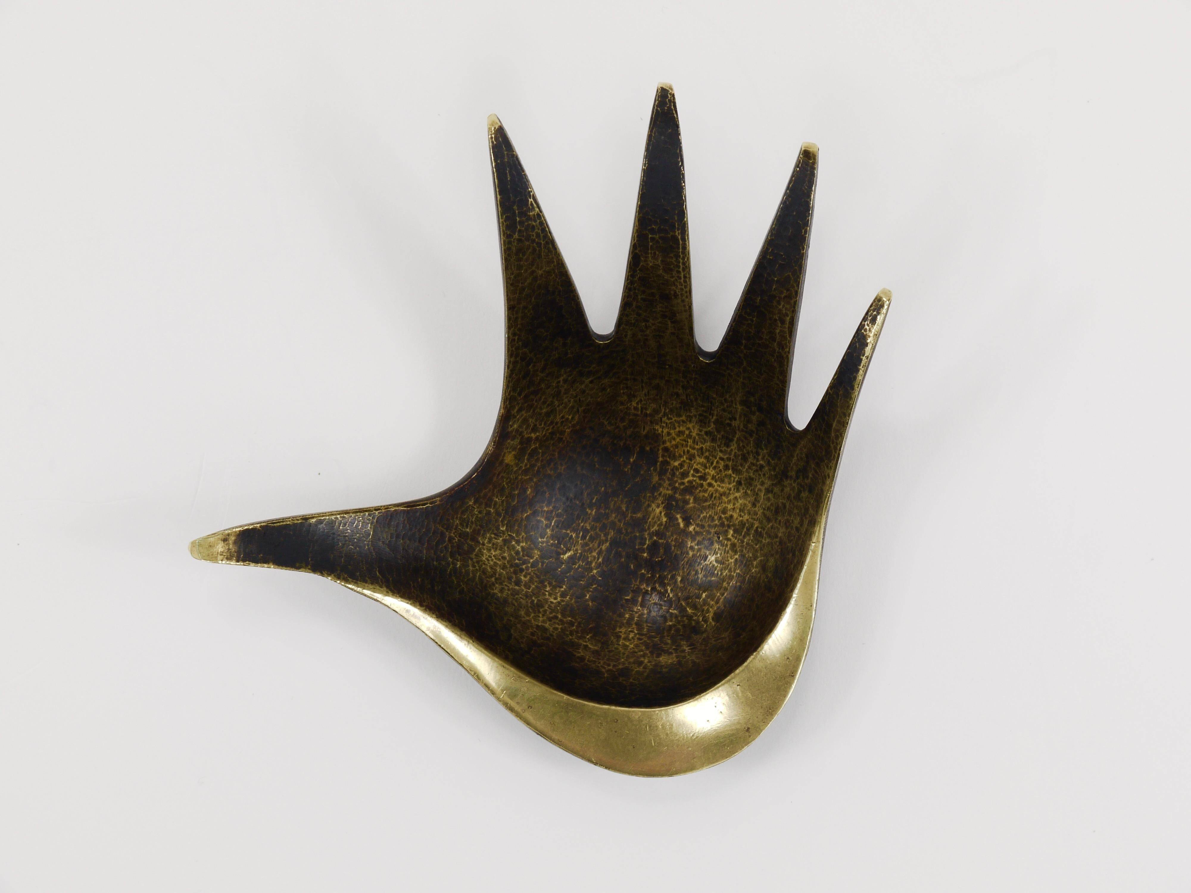 Bowl or sculptural ashtray in brass by Walter Bosse, Herta Baller, Austria, 1950s.
