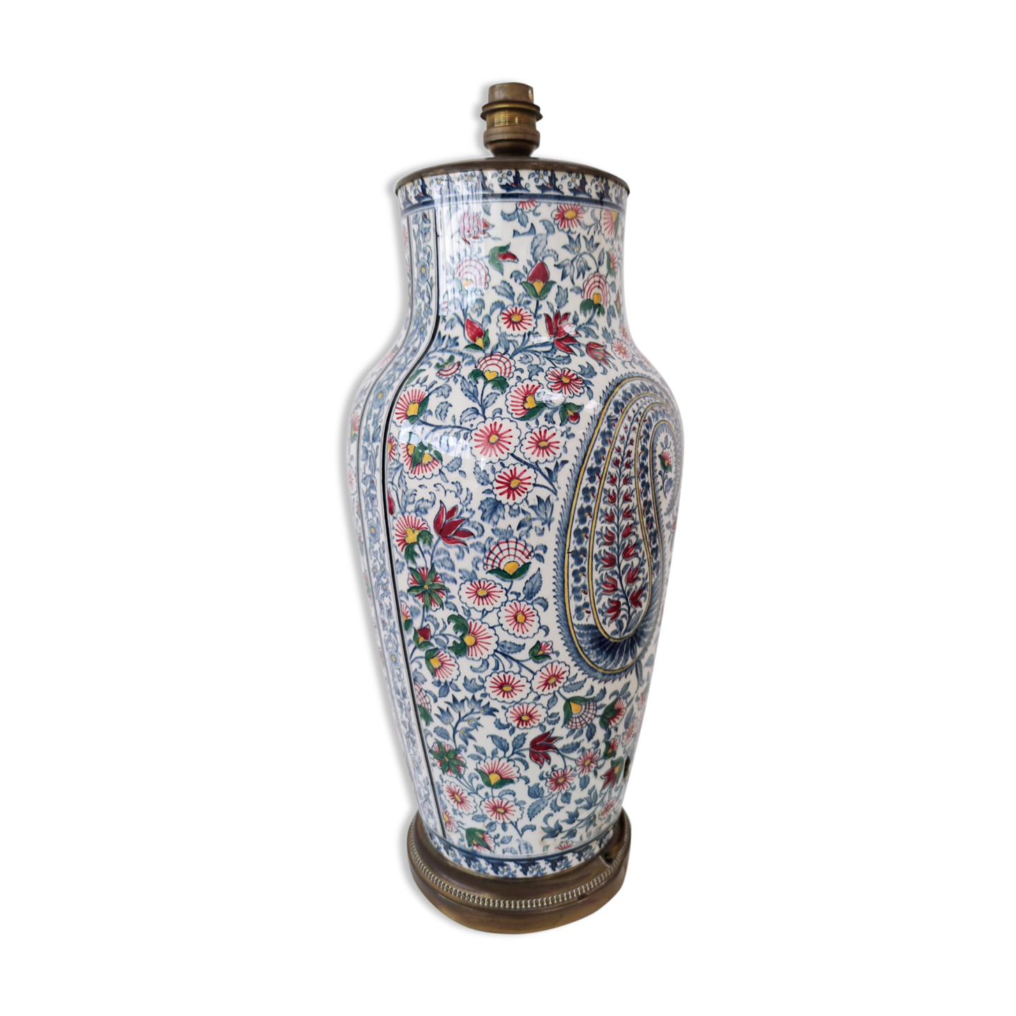 Pied de lampe en porcelaine à décor de Cashemere