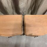 Pair of Louis XV style bedside tables with raw wood appearance