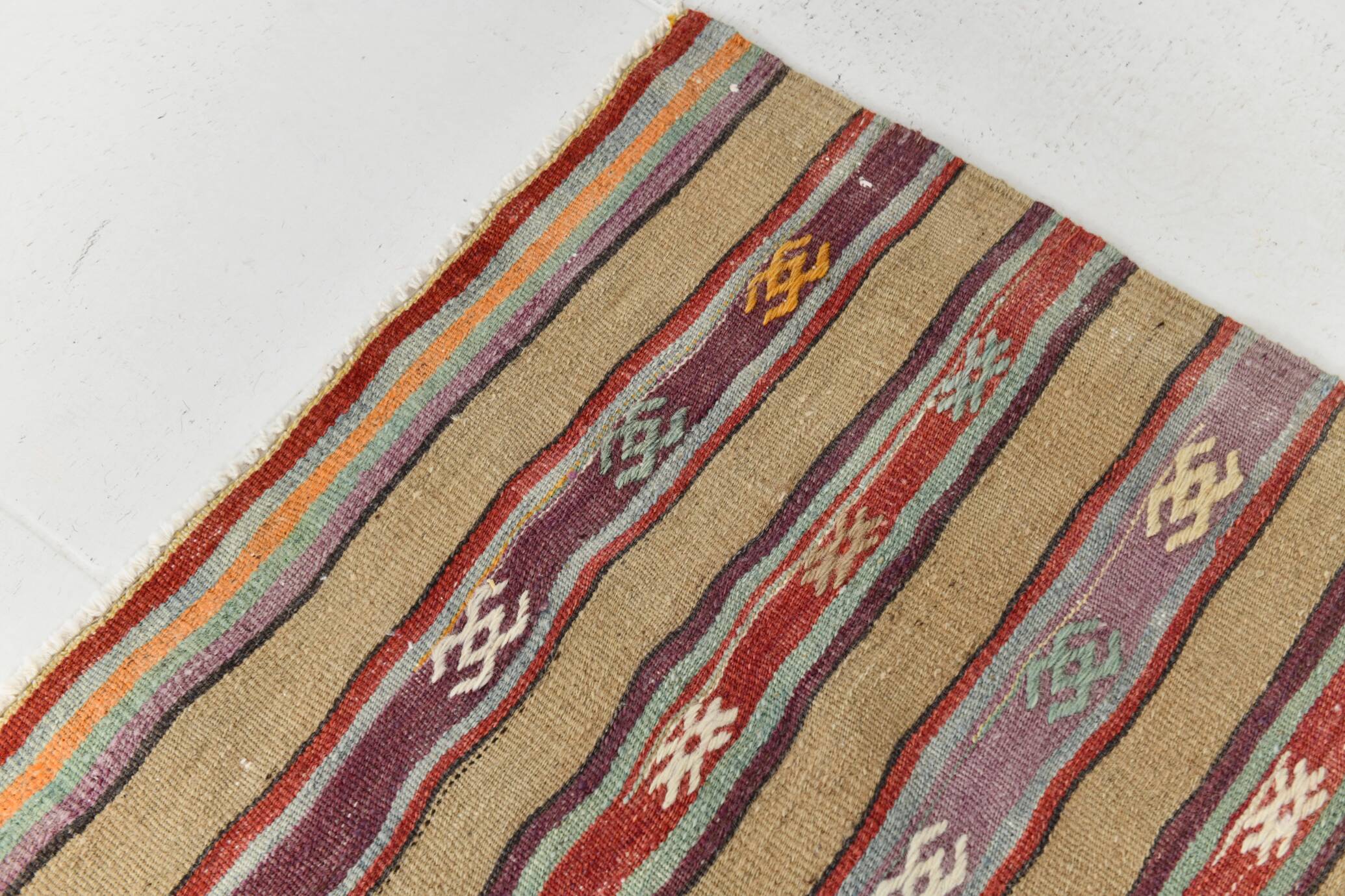 5x6 Unique Wall Hanging Option, Vintage Wool Area Kilim Rug, 148x191Cm