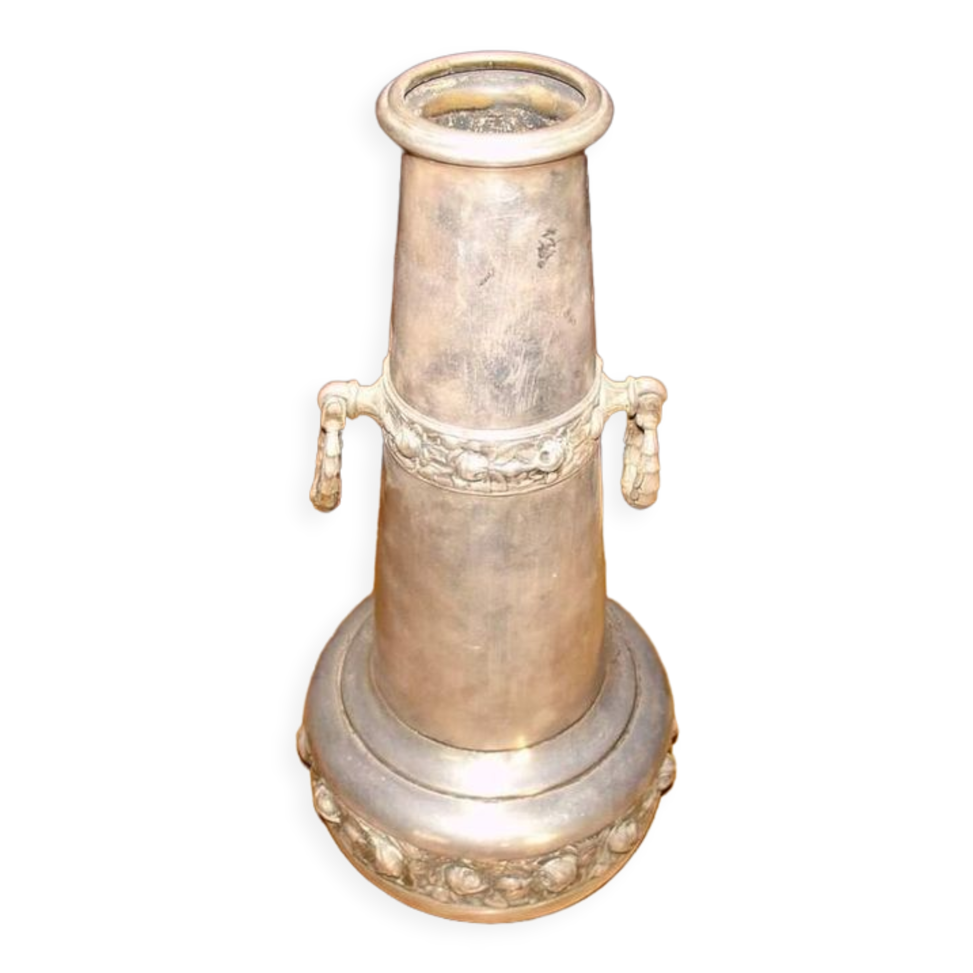 Silver-plated metal vase with floral motifs, made in 1912 by Tramboule & Choquet (silversmith's hallmark)