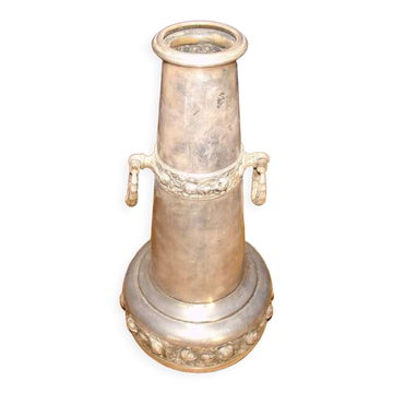 Silver-plated metal vase with floral motifs, made in 1912 by Tramboule & Choquet (silversmith's hallmark)
