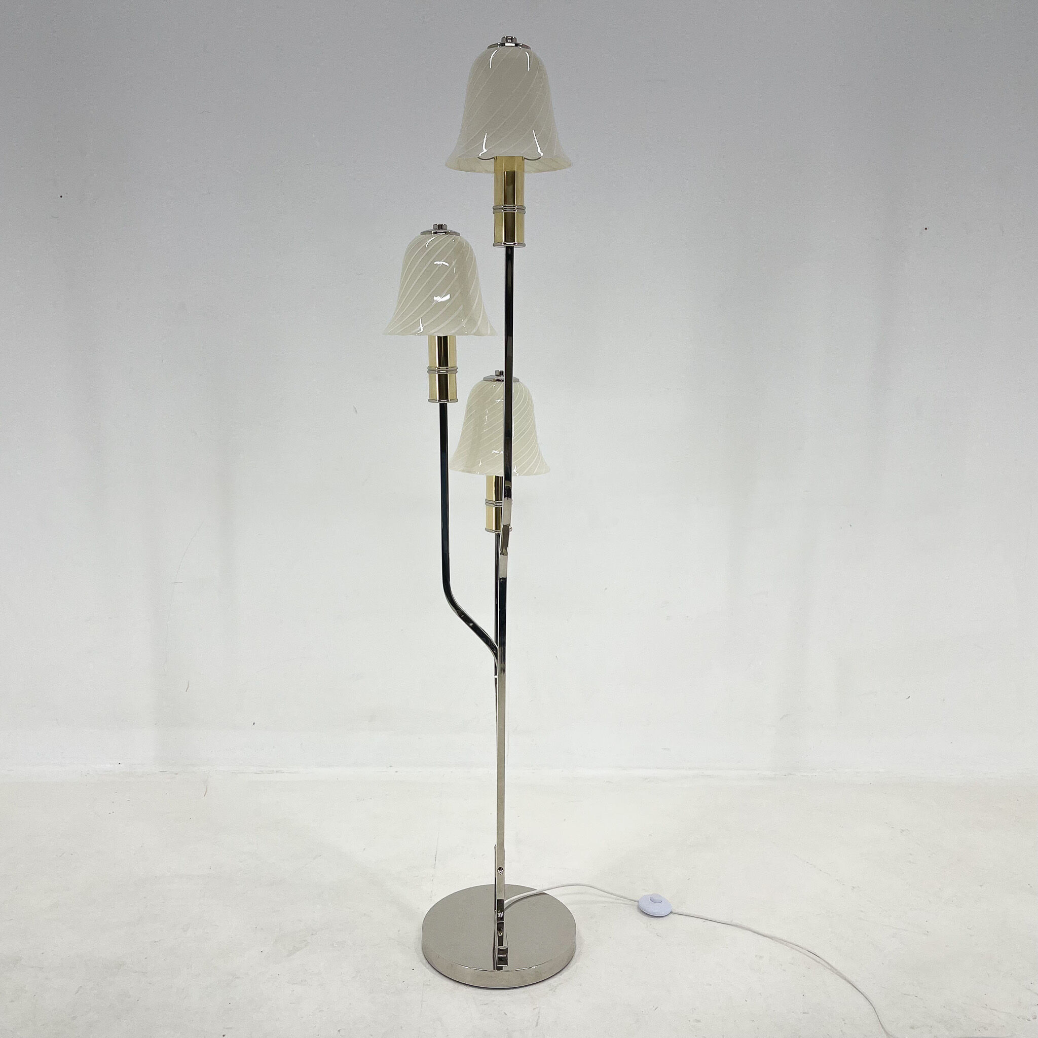 Italian Chrome & Murano Glass 'Magic Mushrooms' Floor Lamp, 1970's