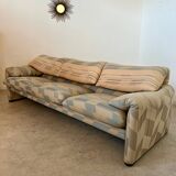 Ancien canapé Maralunga 3 places design italien des années 70 Cassina tissu patchwork