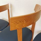 Set of 4 Calligaris Dining Chairs: Mid-Century Italian Design, Blue Fabric