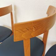 Set of 4 Calligaris Dining Chairs: Mid-Century Italian Design, Blue Fabric