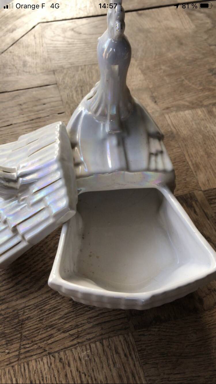 Vintage ceramic swan candy box