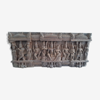 Indian bas-relief in exotic wood