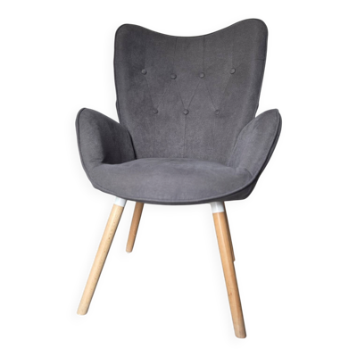 Fauteuil scandinave en tissu gris
