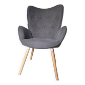 Fauteuil scandinave en tissu gris