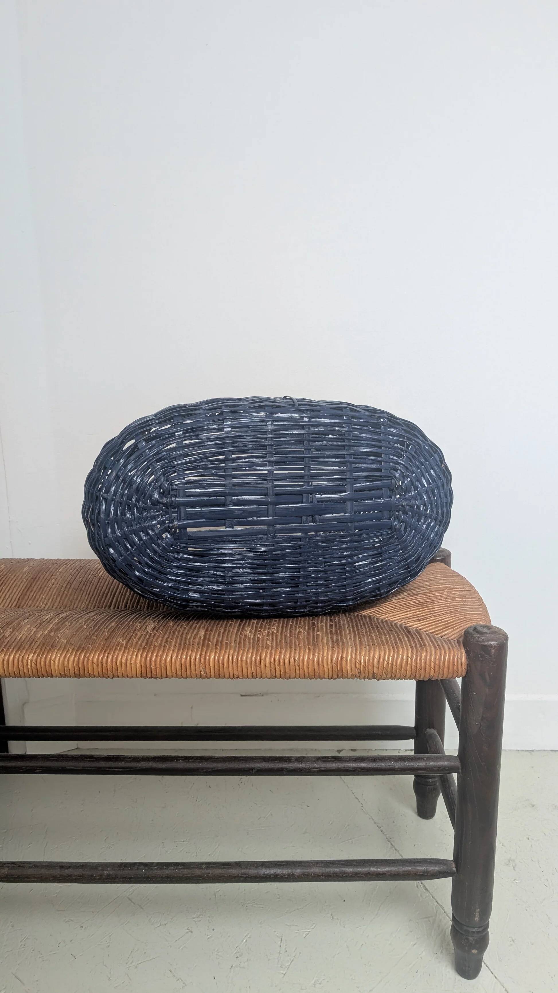 Blue wicker basket