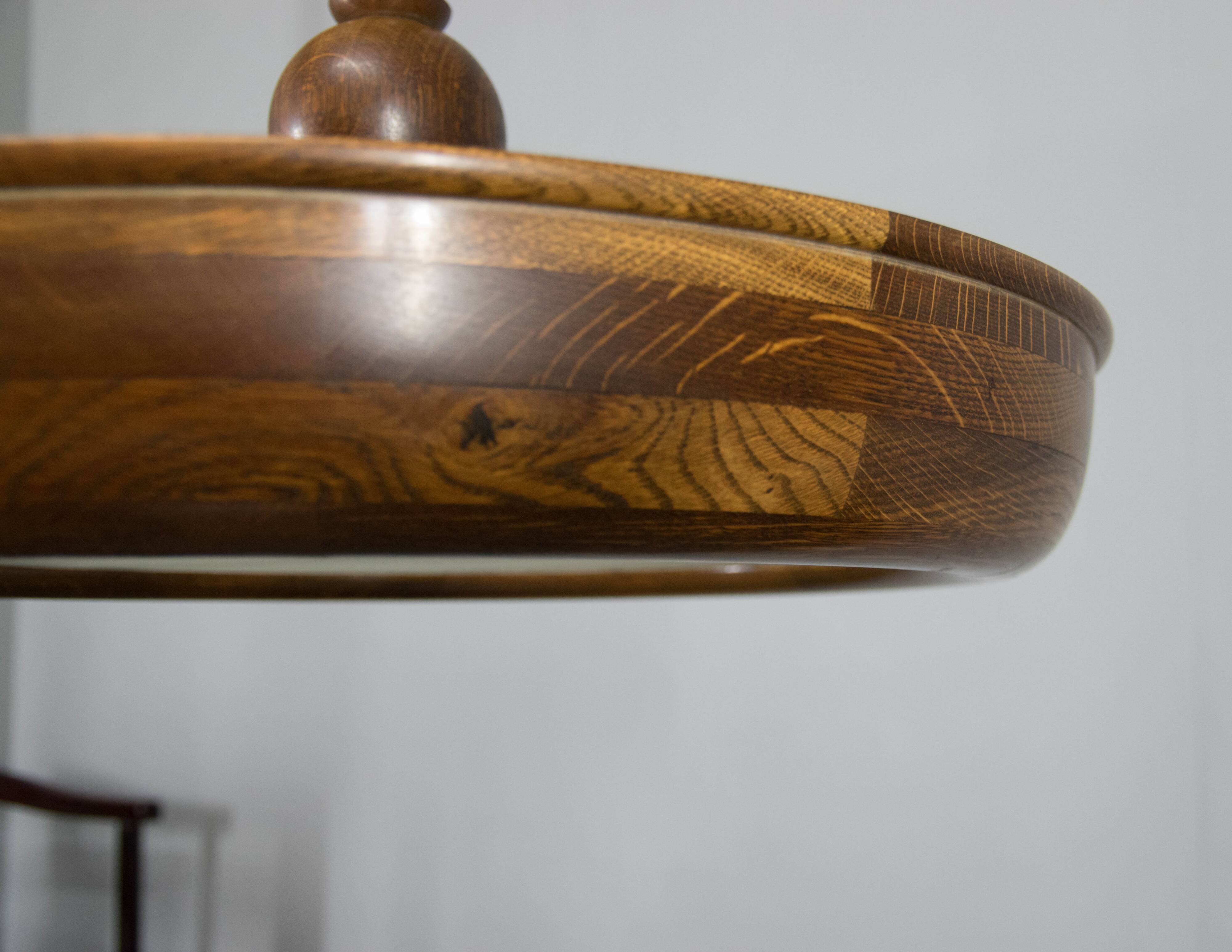 Large Wooden Art Deco Chandelier, 1930s
