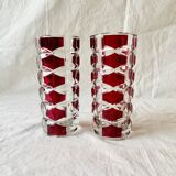 Pair of vintage Windsor Ruby vases - JG Durand for Luminarc