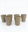 Set of 6 stoneware cups signed Cermer. Beige speckled, matte granular finish.