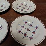 Set of six Badonviller soup plates with Normandy decor