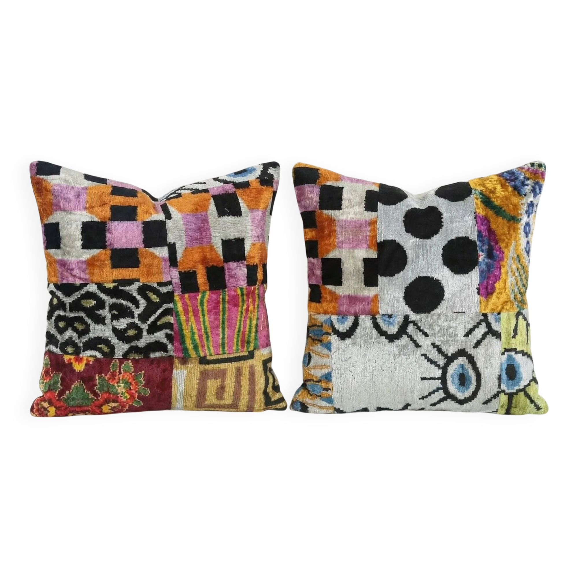 Set of 2 vintage ikat cushion covers 48x51 cm