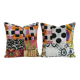 Set of 2 vintage ikat cushion covers 48x51 cm