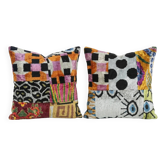 Set of 2 vintage ikat cushion covers 48x51 cm
