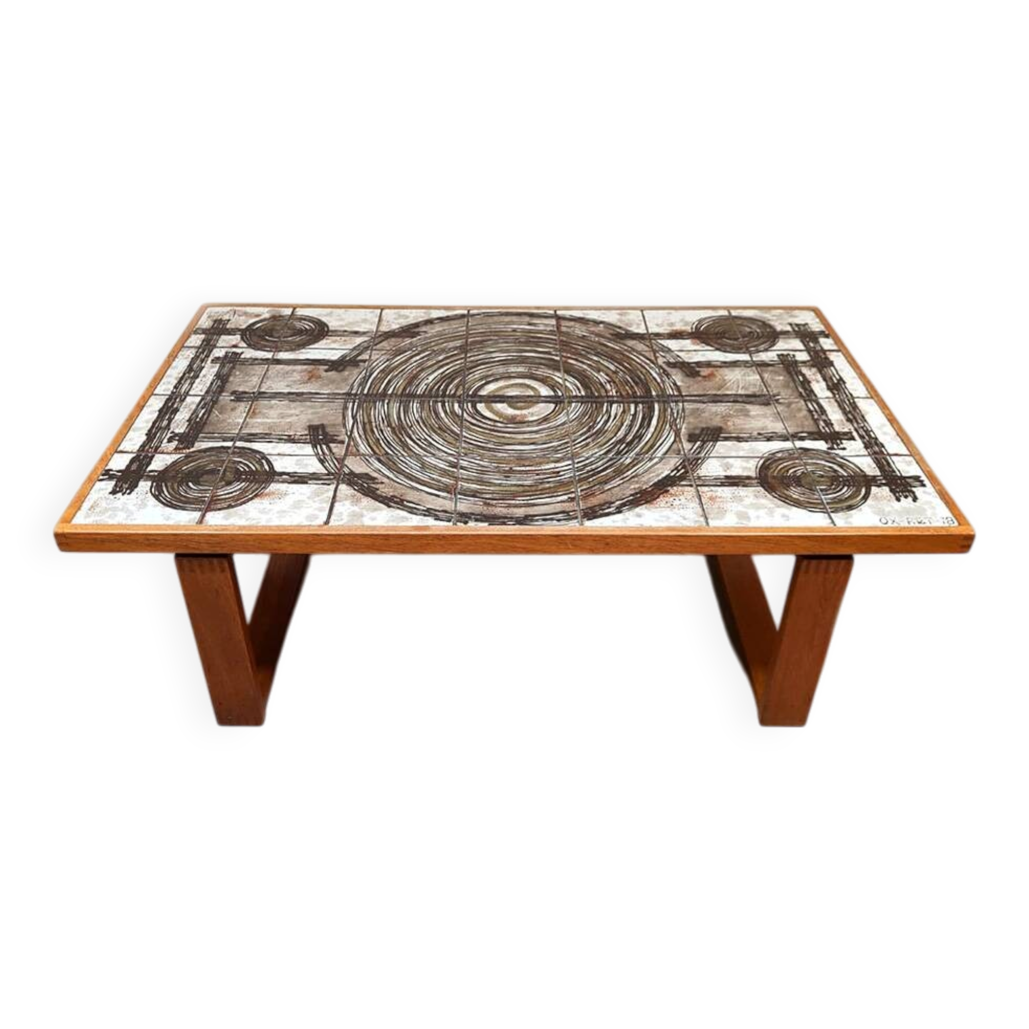 Danish teak ceramic vintage coffee table side table Ox-Art Trioh