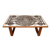 Table basse en céramique vintage en teck danois Ox-Art Trioh