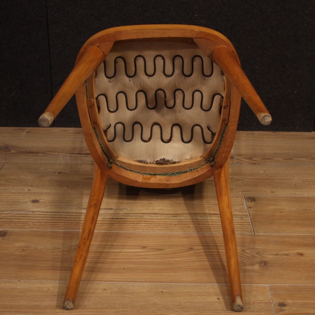 Six Italian  chairs in exotic wood and faux leather