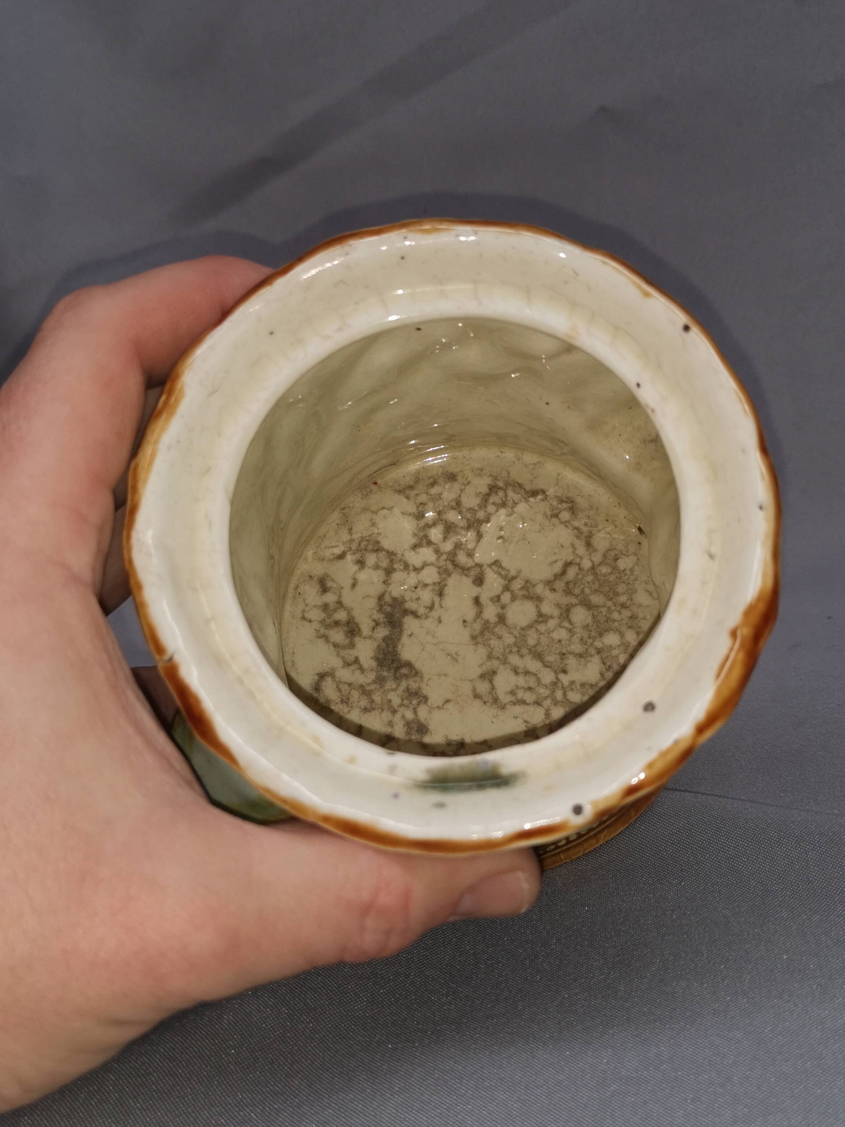 Old tobacco pot / pencils, flower vase elephant onnaing earthenware slip
