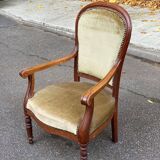 Imperial armchair in oak and beige velvet from the 19th century