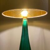 Lampe de table en verre de murano en laiton doré brossé vert-mer
