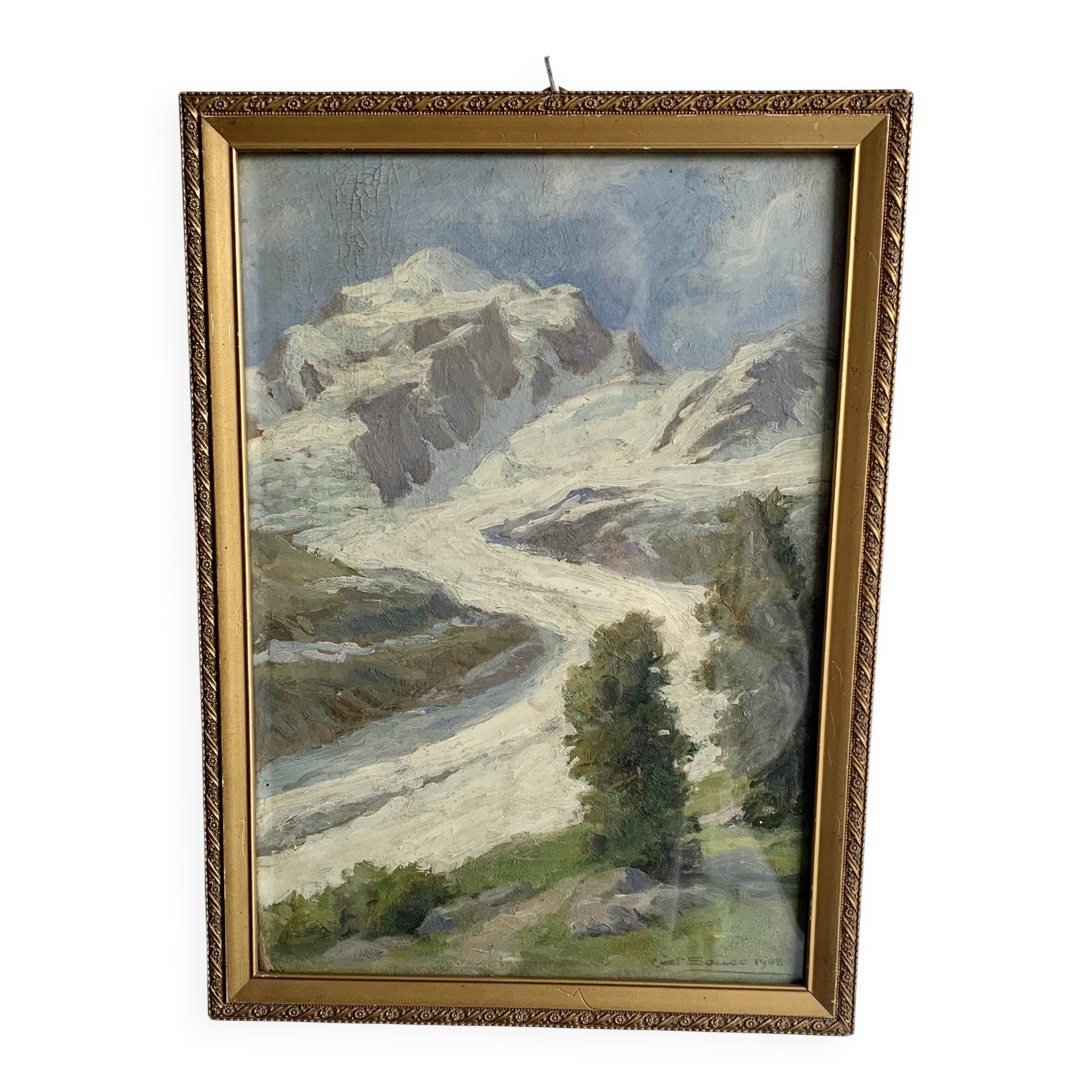 Original Oil Painting – Alpine Landscape, 1908