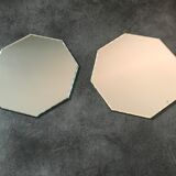 Pair of old underneath bottle tray hexagonal shape mirror 18 cm