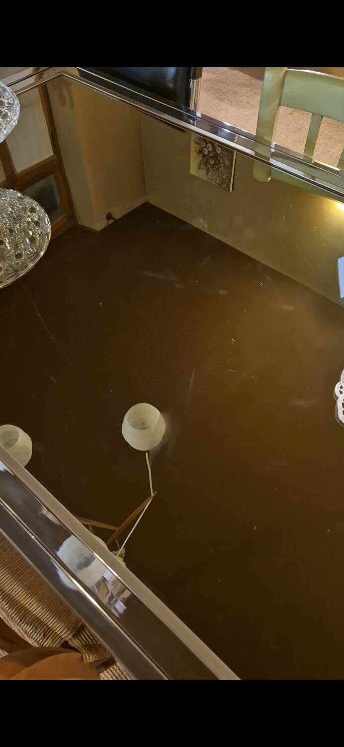 Vintage chrome and glass dining table, Roche Bobois