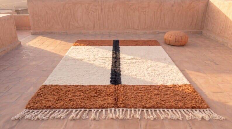 Traditional handmade natural wool rug 2/3 m