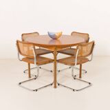 Teak round table with hidden extension, 1970s