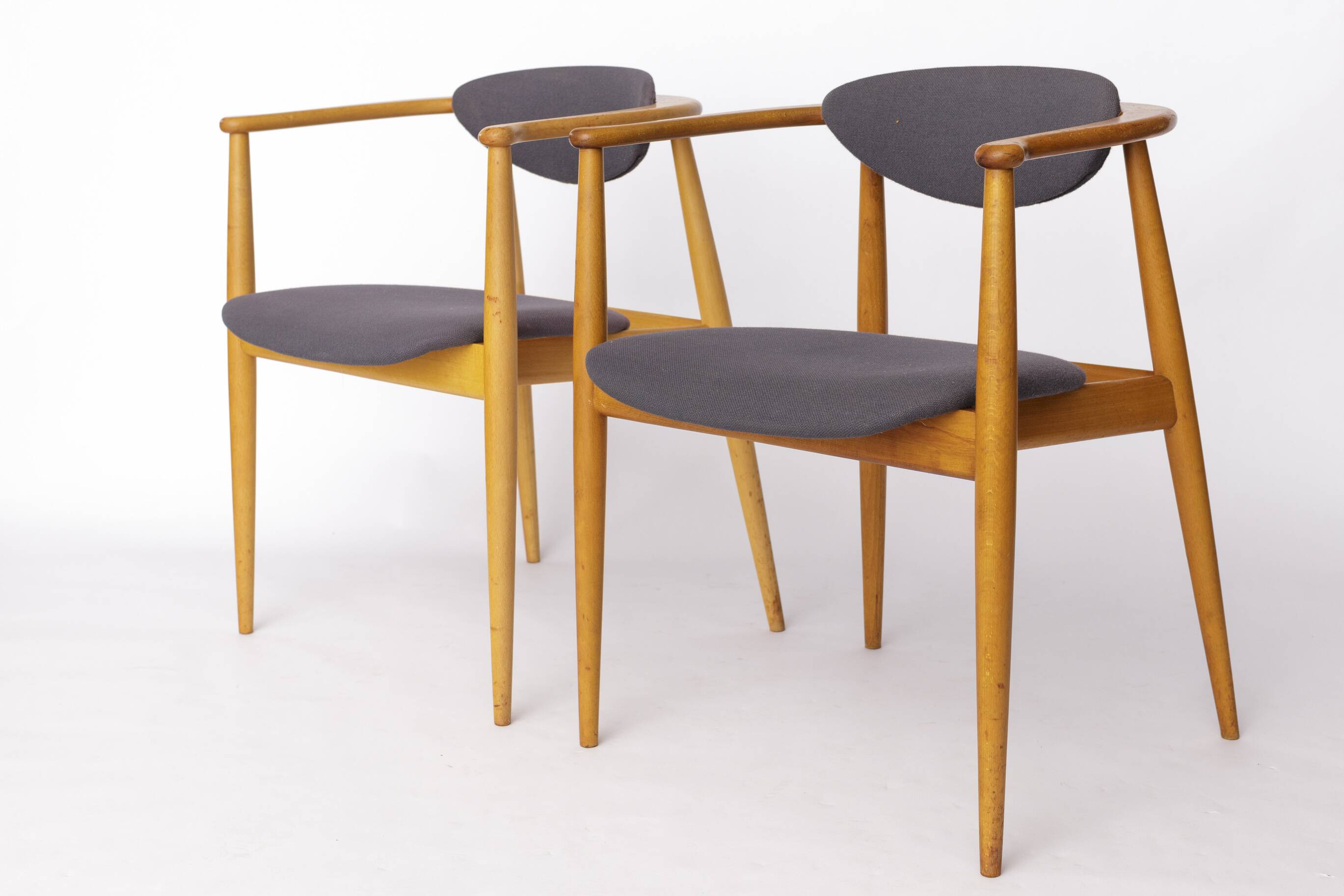 Pair of Mid-Century Armchairs, 1960s–70s German Vintage, Beech Wood