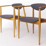 Pair of Mid-Century Armchairs, 1960s–70s German Vintage, Beech Wood