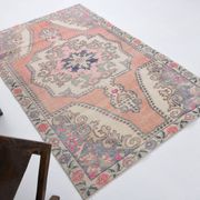 4x7 Pale Orange & Beige Oriental Wool Turkish Vintage Rug, 127x210Cm SK 6787