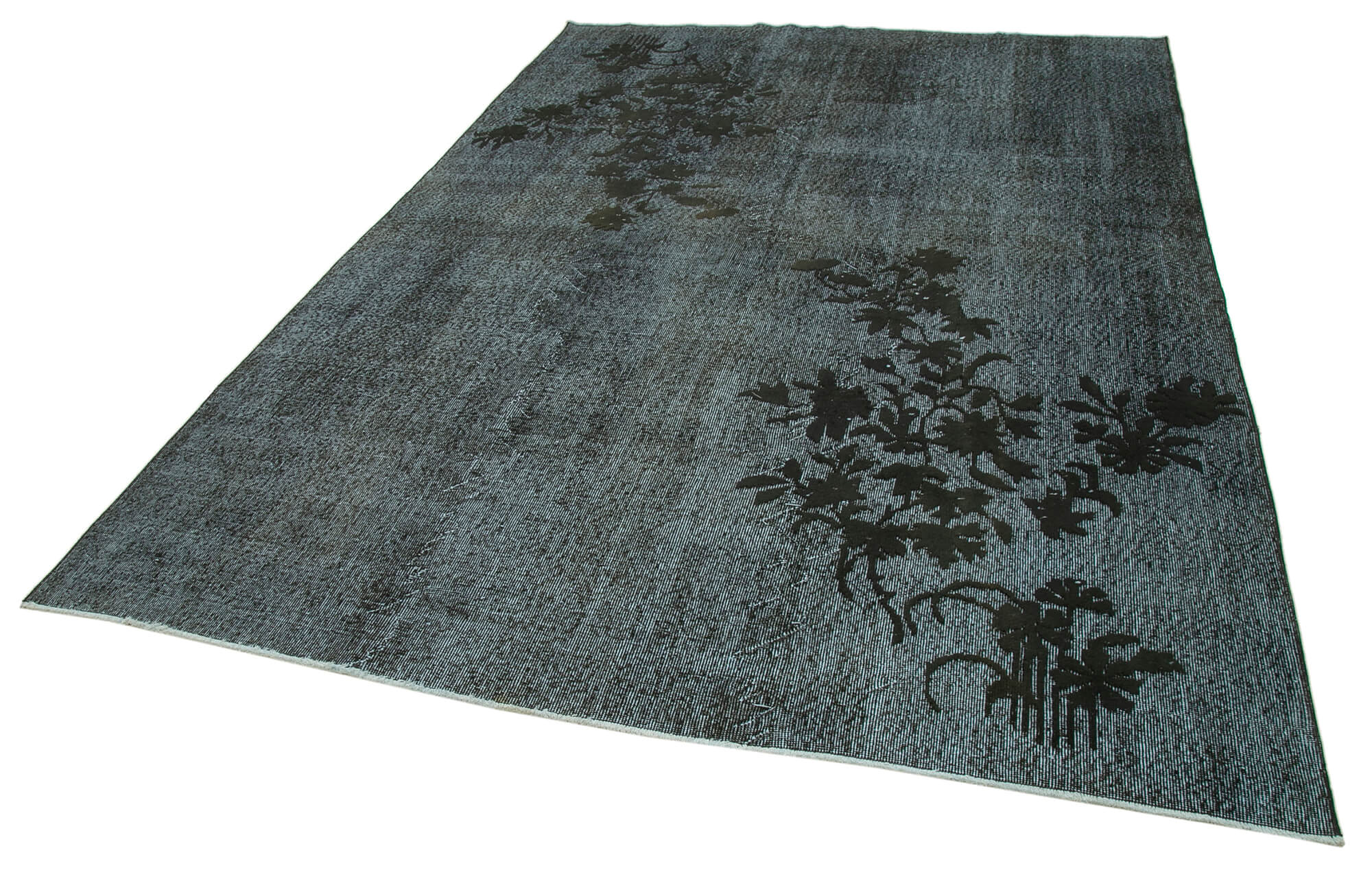 Hand-knotted bohemian turkish 1970s 213 cm x 305 cm black rug