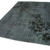 Hand-knotted bohemian turkish 1970s 213 cm x 305 cm black rug