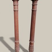 Pair of Corinthian columns H83cm in carved wood from the 19th century.
