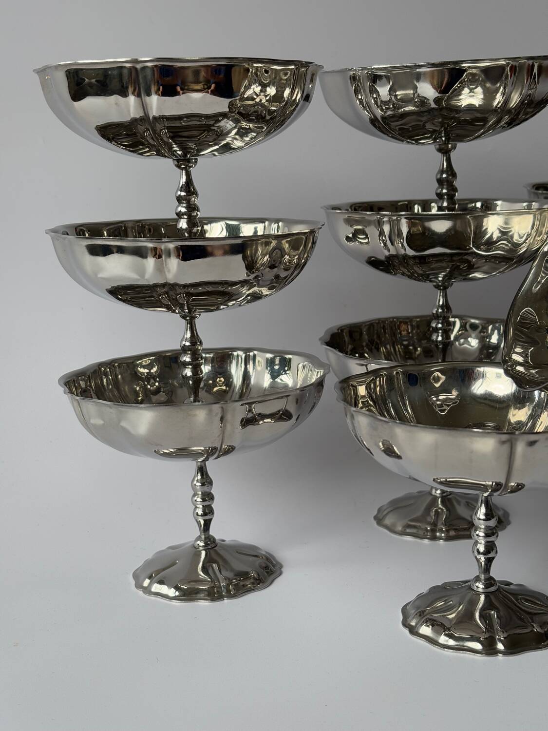 Vintage stainless steel ice cream cups