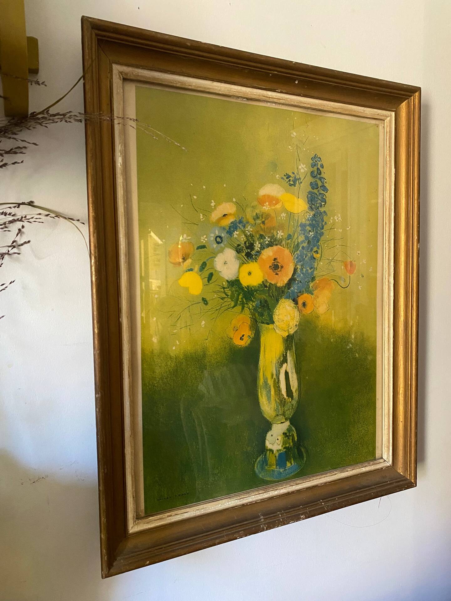 Framed reproduction "Wildflowers" after Odilon Redon
