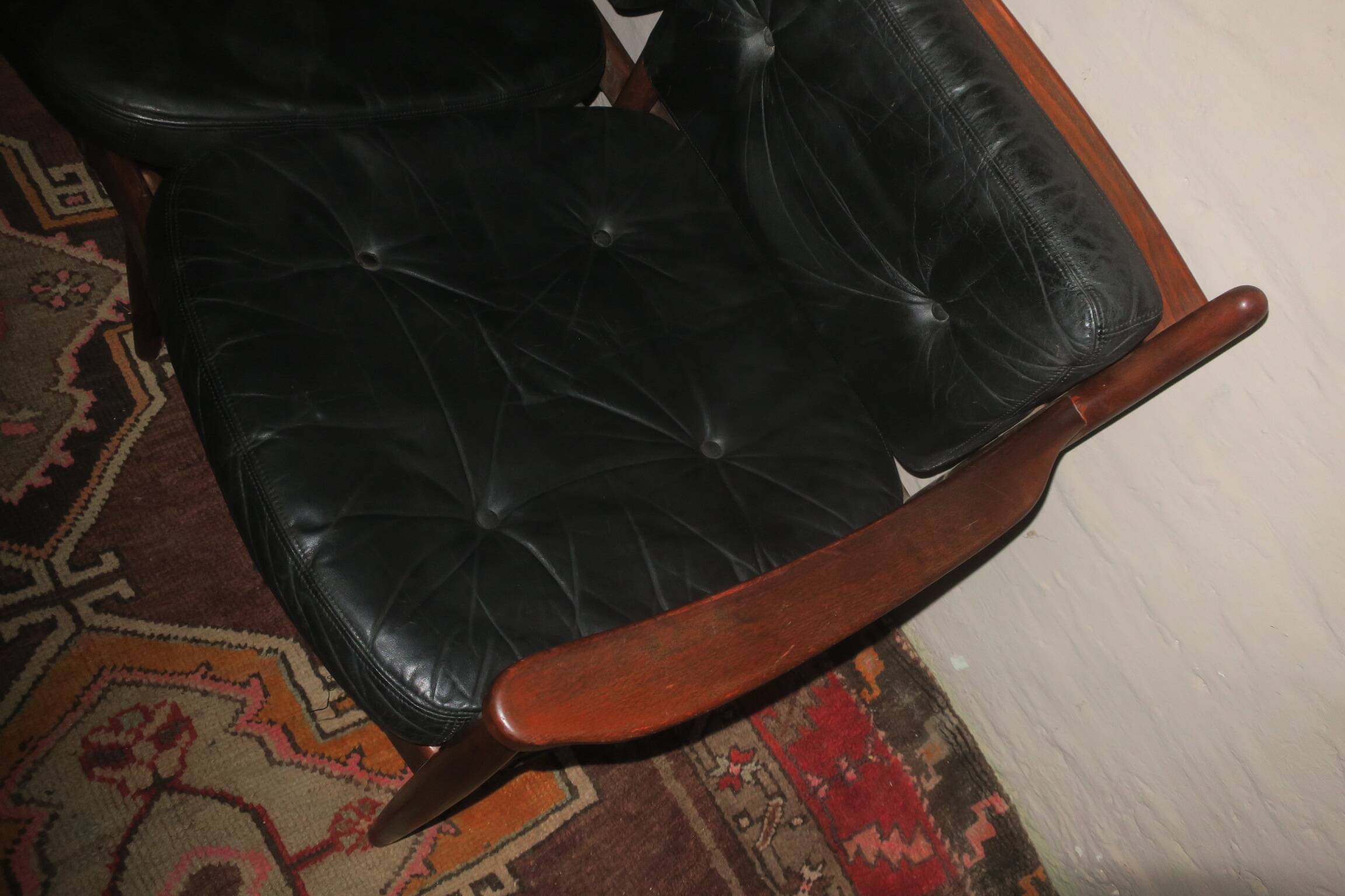 Cadett 3.seater sofa in teak and leather by Eric Merthen, Sweden 1960s