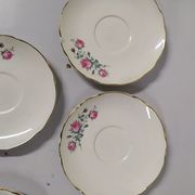 Lot of 6 saucers Sarreguemines digoin eded golden pink flowers