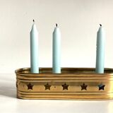 Bougeoir chandelier etoiles vintage laiton